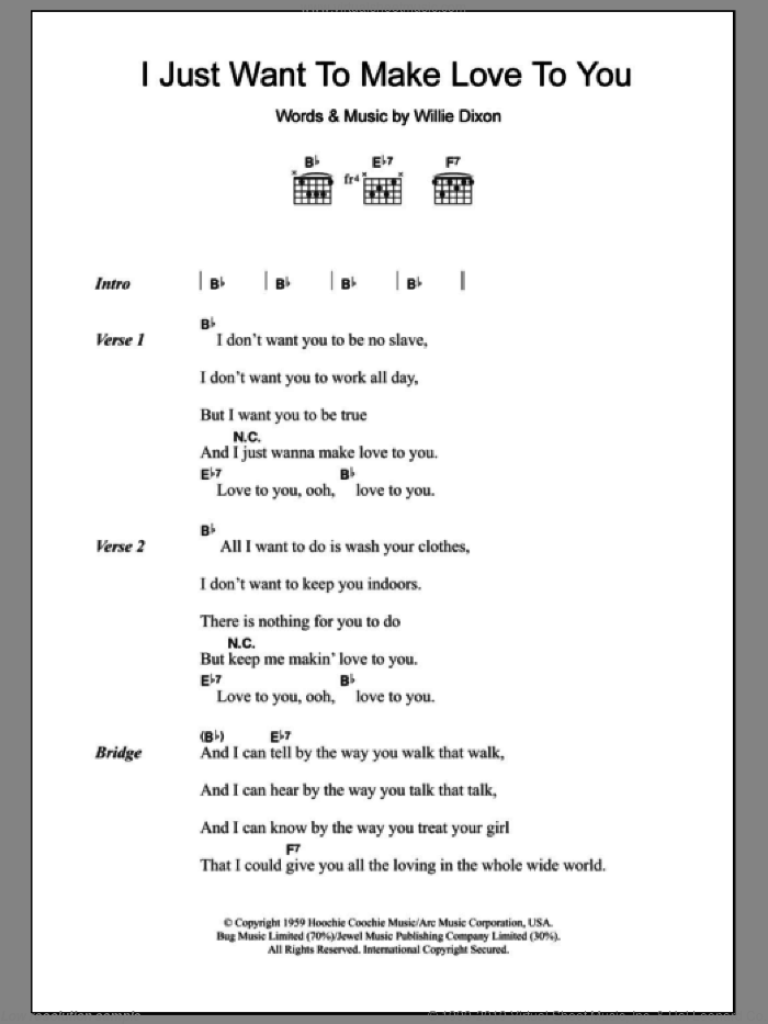 I Just Want To Make Love To You sheet music for guitar (chords) by Etta James and Willie Dixon, intermediate skill level