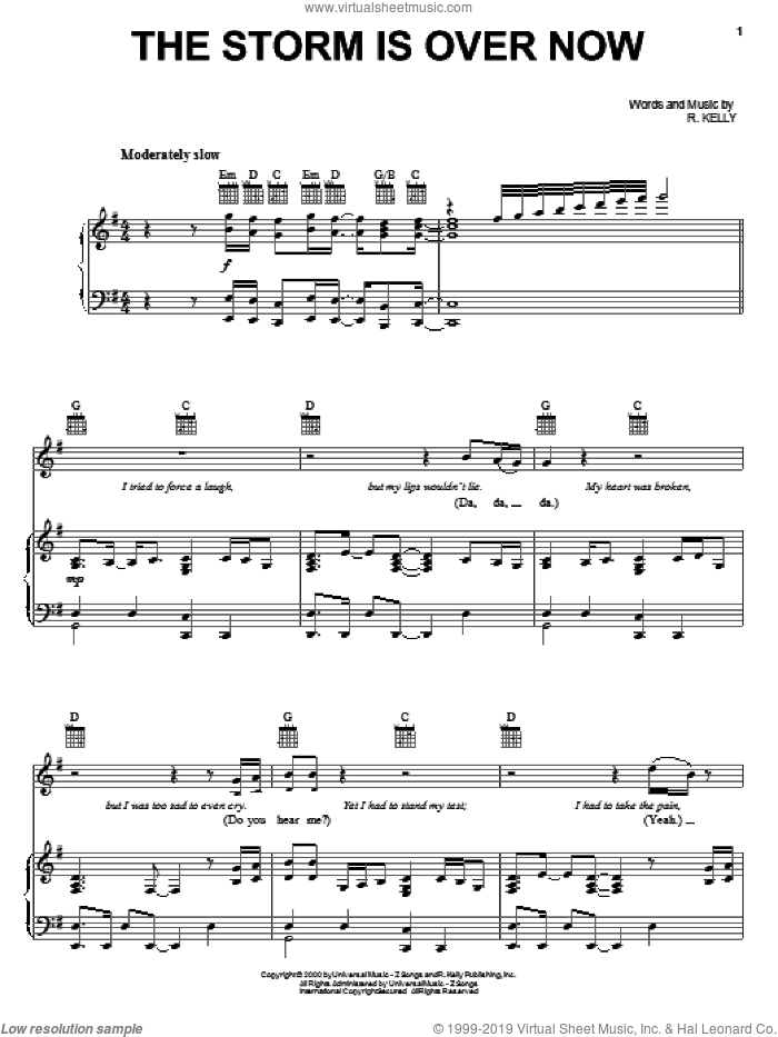 The Storm Is Over Now sheet music for voice, piano or guitar by Bishop T.D. Jakes and Robert Kelly, intermediate skill level