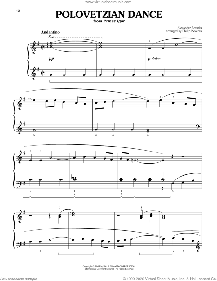 Polovetsian Dances (arr. Phillip Keveren) sheet music for piano solo by Alexander Borodin and Phillip Keveren, classical score, easy skill level