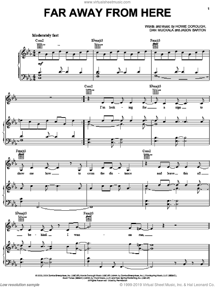 Far Away From Here sheet music for voice, piano or guitar by Avalon, Dan Muckala, Howie Dorough and Jason Barton, intermediate skill level