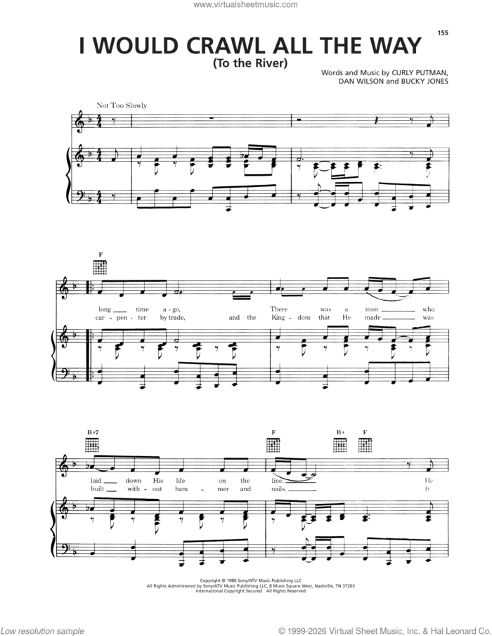 I Would Crawl All The Way (To The River) sheet music for voice, piano or guitar by Bucky Jones, Curly Putman and Dan Wilson, intermediate skill level