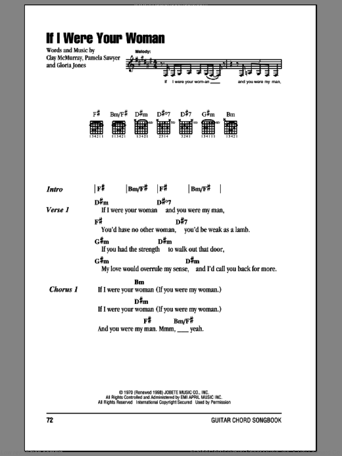 If I Were Your Woman sheet music for guitar (chords) by Gladys Knight & The Pips, Alicia Keys, Clay McMurray, Gloria Jones and Pamela Sawyer, intermediate skill level
