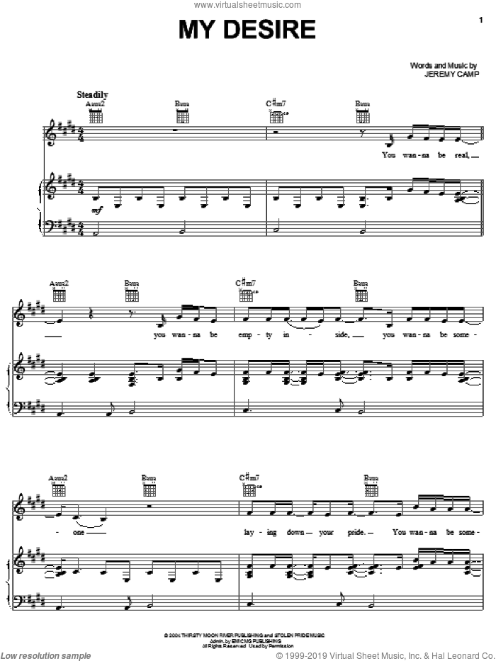 My Desire sheet music for voice, piano or guitar by Jeremy Camp, intermediate skill level