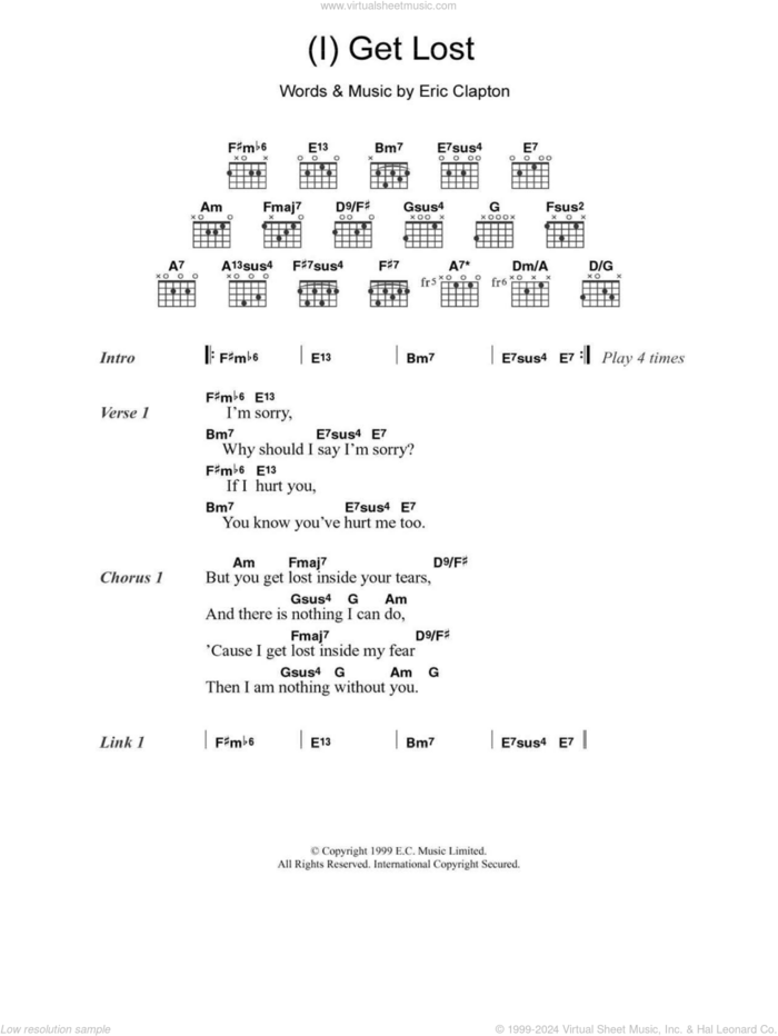 (I) Get Lost sheet music for guitar (chords) by Eric Clapton, intermediate skill level