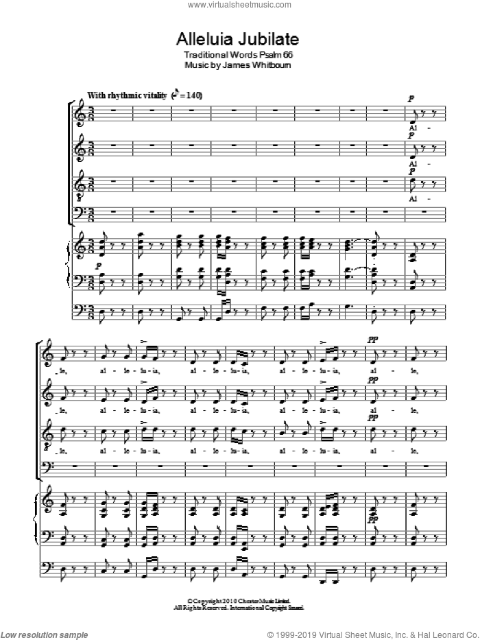 Alleluia Jubilate sheet music for choir (SATB: soprano, alto, tenor, bass) by James Whitbourn, intermediate skill level