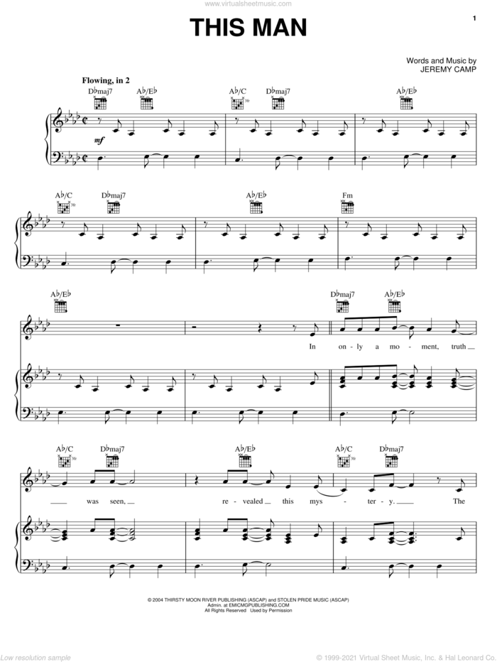 This Man sheet music for voice, piano or guitar by Jeremy Camp, intermediate skill level