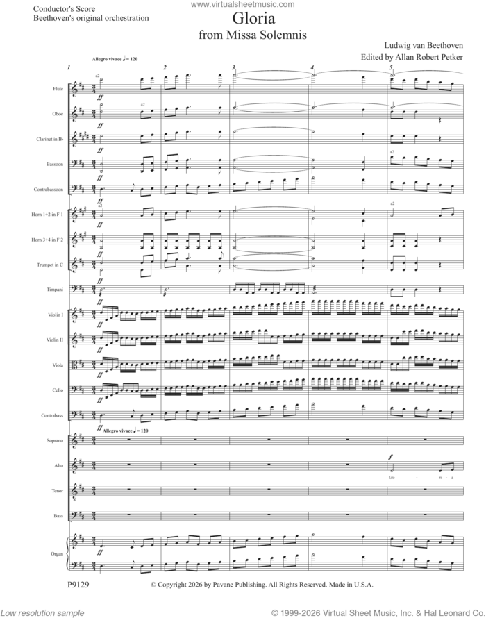 Gloria From Missa Solemnis (arr. Petker) (Full Orchestra) (COMPLETE) sheet music for orchestra/band by Ludwig Van Beethoven and Allan Robert Petker, classical score, intermediate skill level
