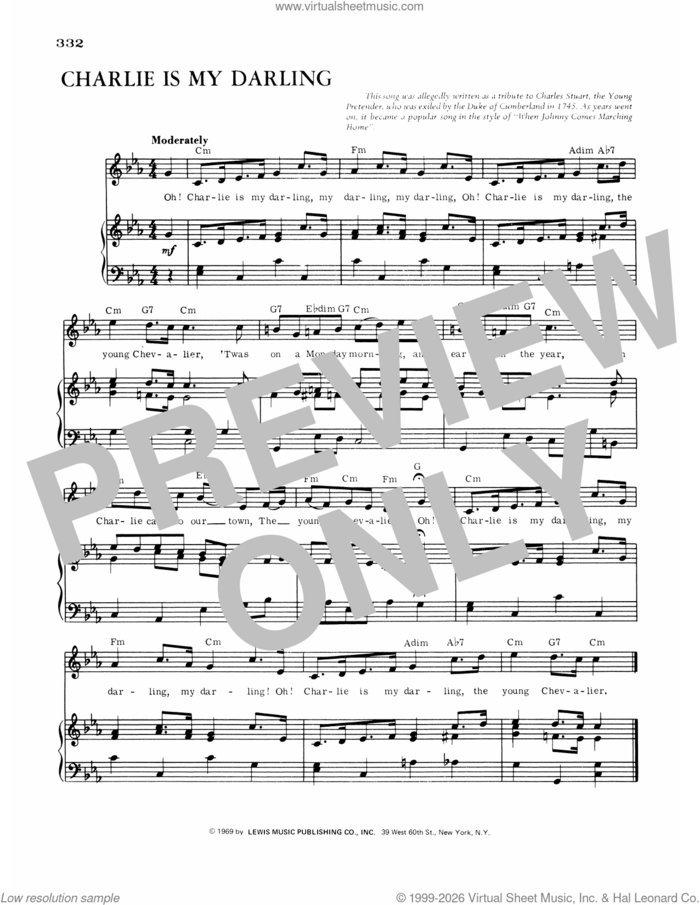 Charlie Is My Darlin' sheet music for voice, piano or guitar by James Hogg, Folk melody and Lady Carolina Nairne, intermediate skill level