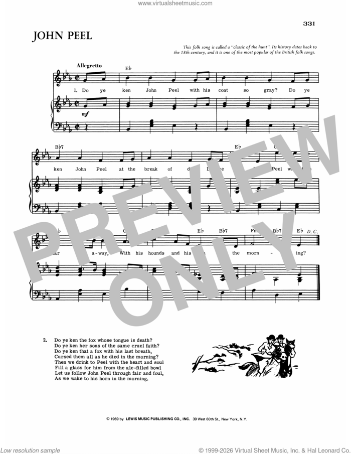 John Peel sheet music for voice, piano or guitar by J.W. Graves, intermediate skill level
