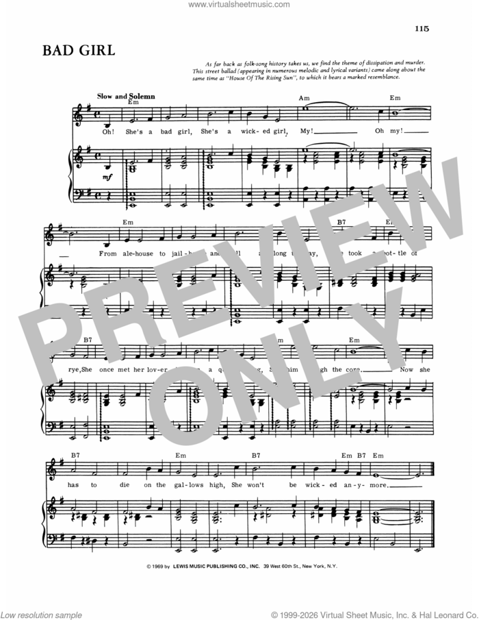 Bad Girl sheet music for voice, piano or guitar by Trixter, Bill Wray, Peter Loran and Steve Brown, intermediate skill level