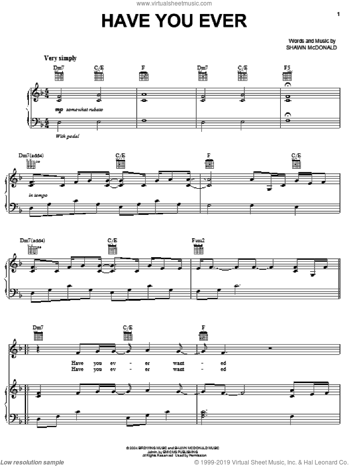 Have You Ever sheet music for voice, piano or guitar by Shawn McDonald, intermediate skill level