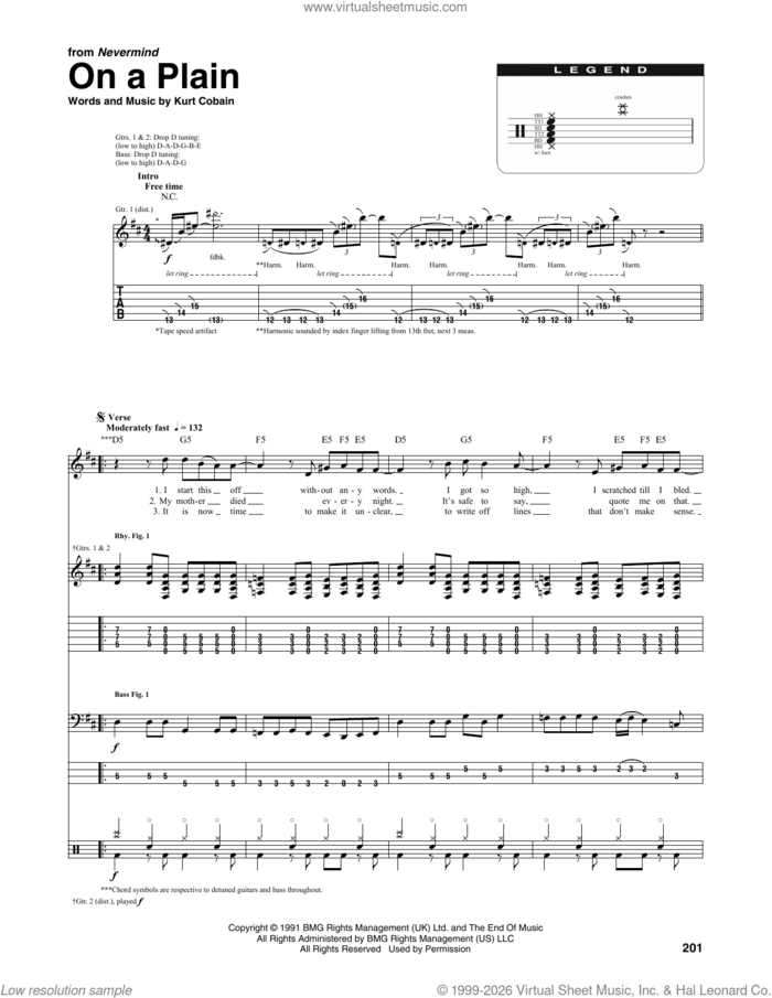 On A Plain (from Nevermind) sheet music for chamber ensemble (Transcribed Score) by Nirvana and Kurt Cobain, intermediate skill level