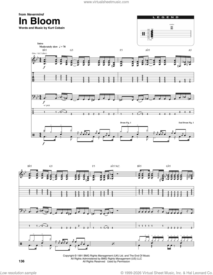 In Bloom sheet music for chamber ensemble (Transcribed Score) by Nirvana and Kurt Cobain, intermediate skill level