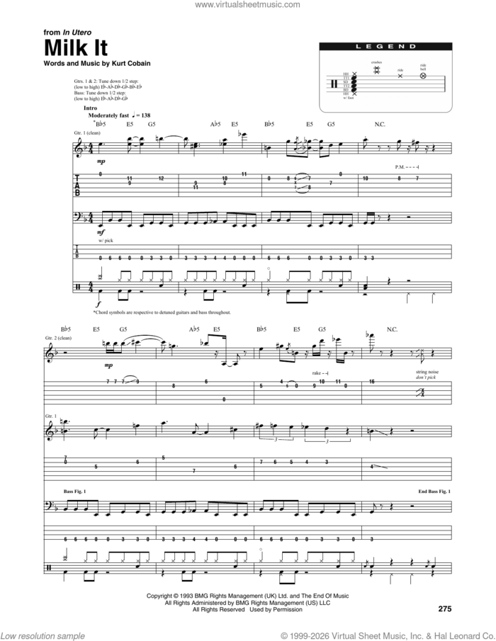 Milk It sheet music for chamber ensemble (Transcribed Score) by Nirvana and Kurt Cobain, intermediate skill level