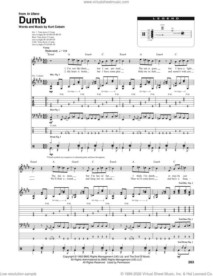 Dumb sheet music for chamber ensemble (Transcribed Score) by Nirvana and Kurt Cobain, intermediate skill level