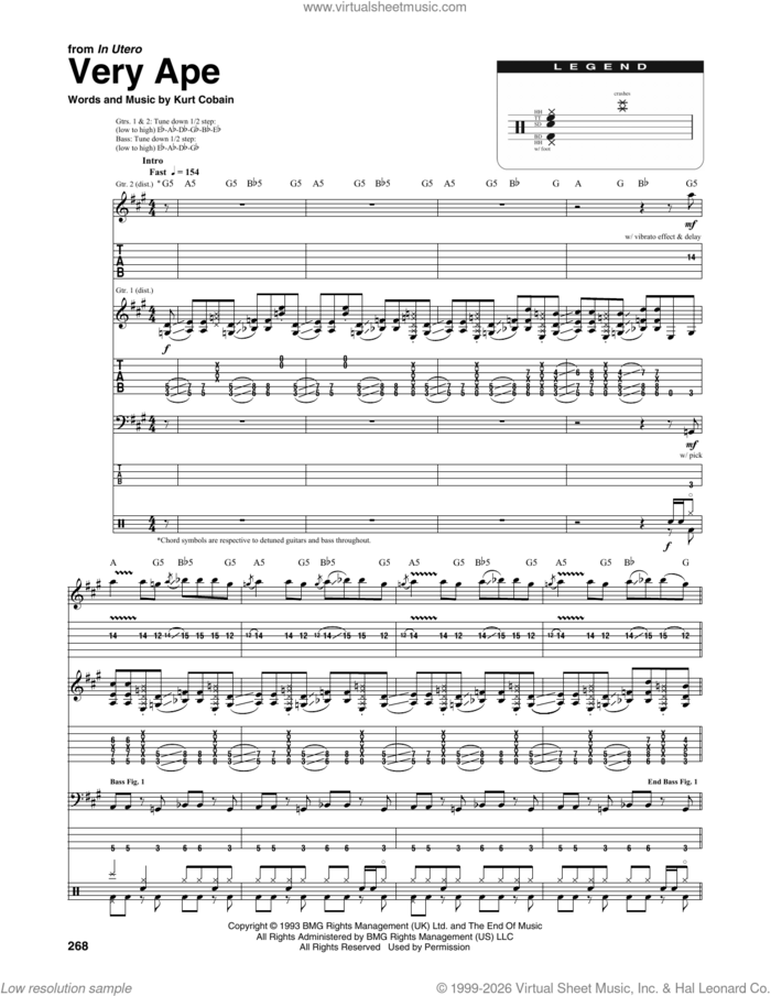 Very Ape sheet music for chamber ensemble (Transcribed Score) by Nirvana and Kurt Cobain, intermediate skill level