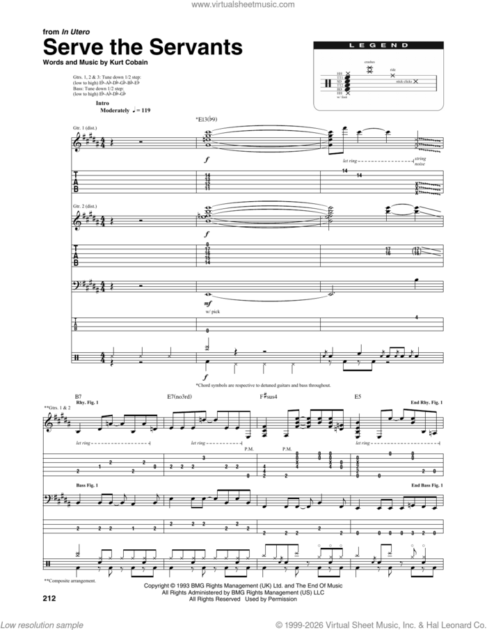 Serve The Servants sheet music for chamber ensemble (Transcribed Score) by Nirvana and Kurt Cobain, intermediate skill level