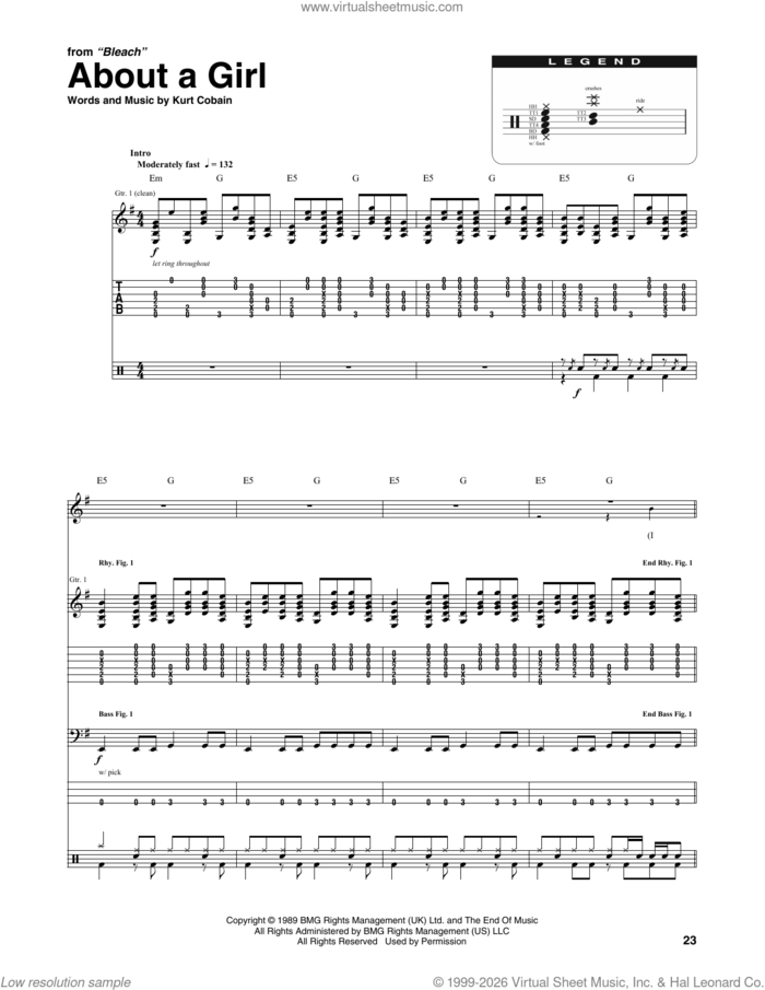 About A Girl sheet music for chamber ensemble (Transcribed Score) by Nirvana and Kurt Cobain, intermediate skill level