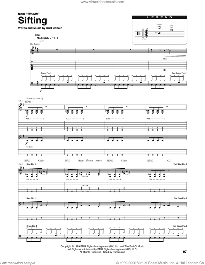 Sifting sheet music for chamber ensemble (Transcribed Score) by Nirvana and Kurt Cobain, intermediate skill level