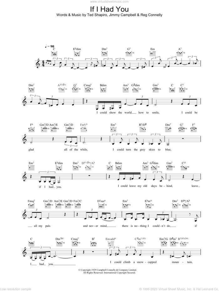 If I Had You sheet music for voice and other instruments (fake book) by Diana Krall and Ted Shapiro, intermediate skill level