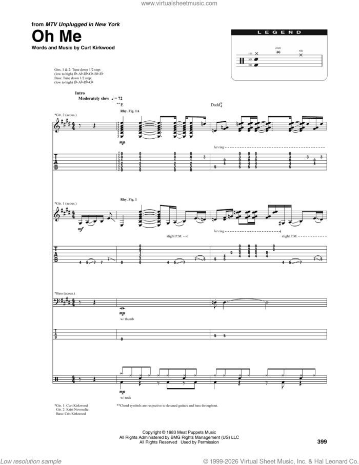 Oh Me sheet music for chamber ensemble (Transcribed Score) by Nirvana and Curt Kirkwood, intermediate skill level