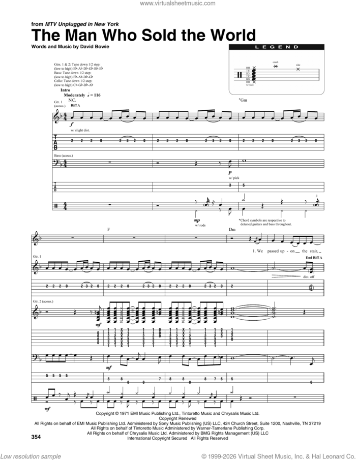 The Man Who Sold The World sheet music for chamber ensemble (Transcribed Score) by Nirvana and David Bowie, intermediate skill level