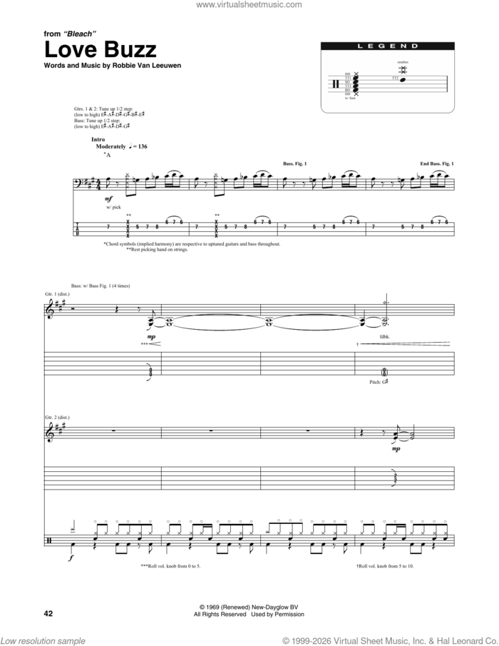 Love Buzz sheet music for chamber ensemble (Transcribed Score) by Nirvana and Robby Van Leeuwen, intermediate skill level