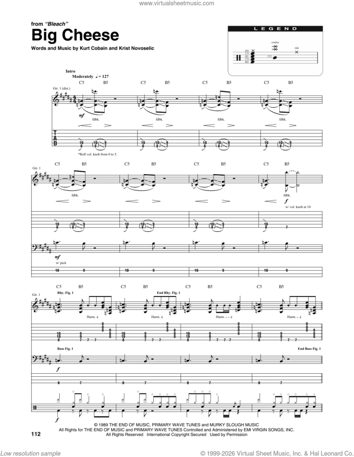 Big Cheese sheet music for chamber ensemble (Transcribed Score) by Nirvana, Krist Novoselic and Kurt Cobain, intermediate skill level