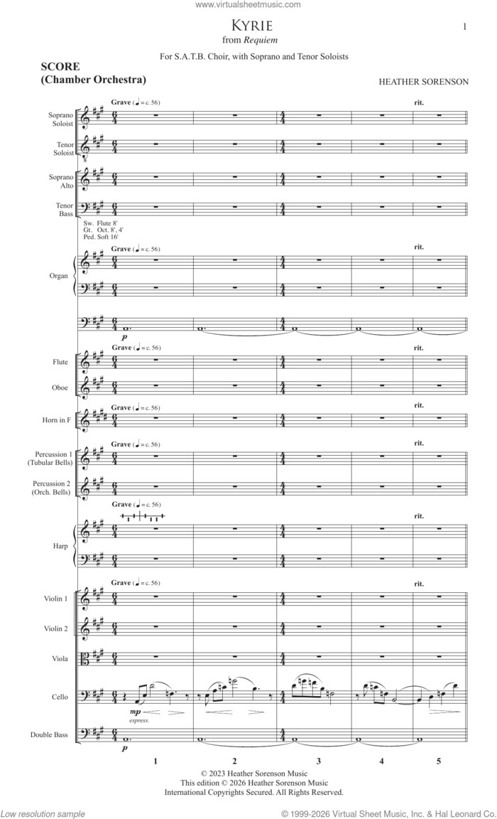 Kyrie (from Requiem) (COMPLETE) sheet music for orchestra/band (chamber ensemble) by Heather Sorenson, intermediate skill level