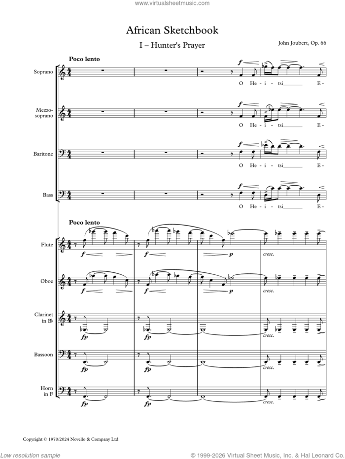 African Sketchbook (Score) sheet music for wind quintet (full score) by John Joubert, classical score, intermediate skill level