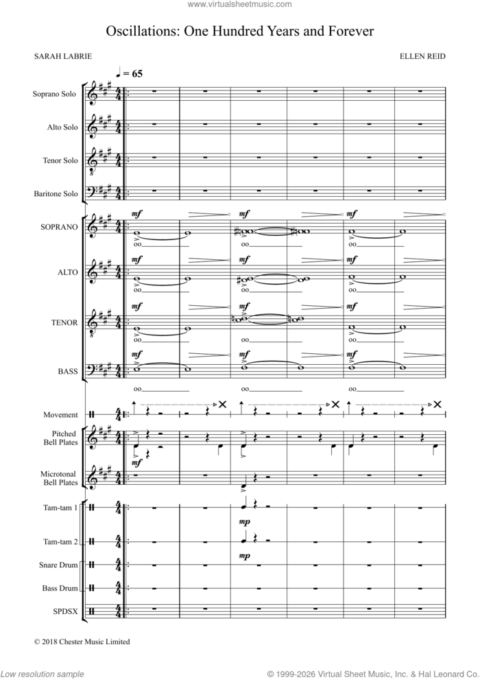 Oscillations: 100 Years and Forever sheet music for choir by Ellen Reid, classical score, intermediate skill level