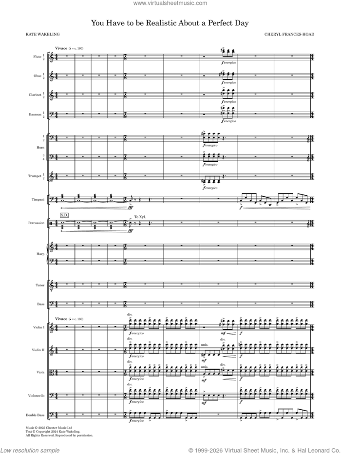 You Have to be Realistic About a Perfect Day sheet music for orchestra (full score) by Cheryl Frances-Hoad, classical score, intermediate skill level