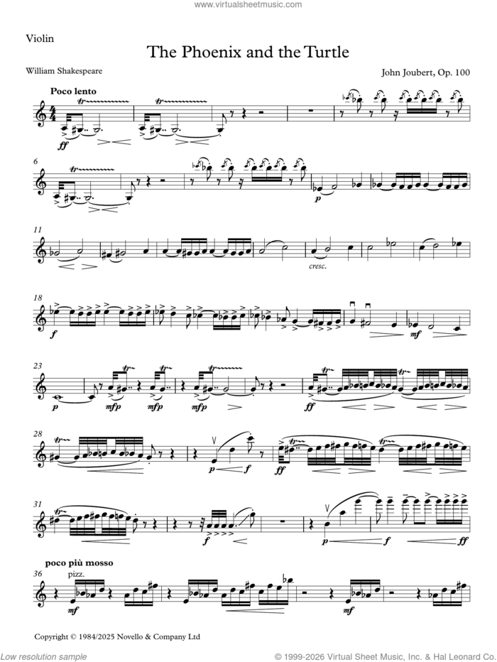 The Phoenix and the Turtle (Parts) (complete set of parts) sheet music for chamber ensemble by John Joubert, classical score, intermediate skill level