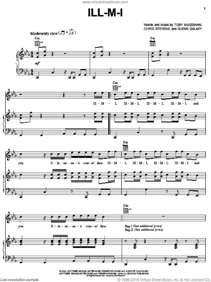 Ill-M-I sheet music for voice, piano or guitar by tobyMac, Chris Stevens, Glenn Galaxy and Toby McKeehan, intermediate skill level