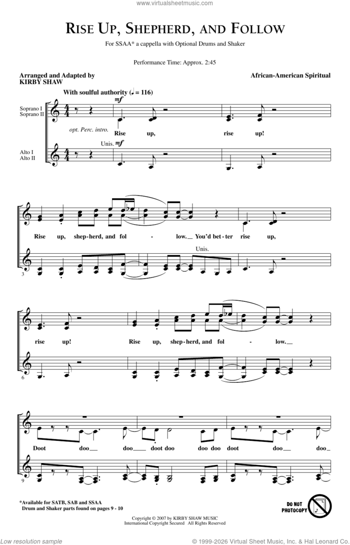 Rise Up, Shepherd, And Follow sheet music for choir by Kirby Shaw and Miscellaneous, intermediate skill level