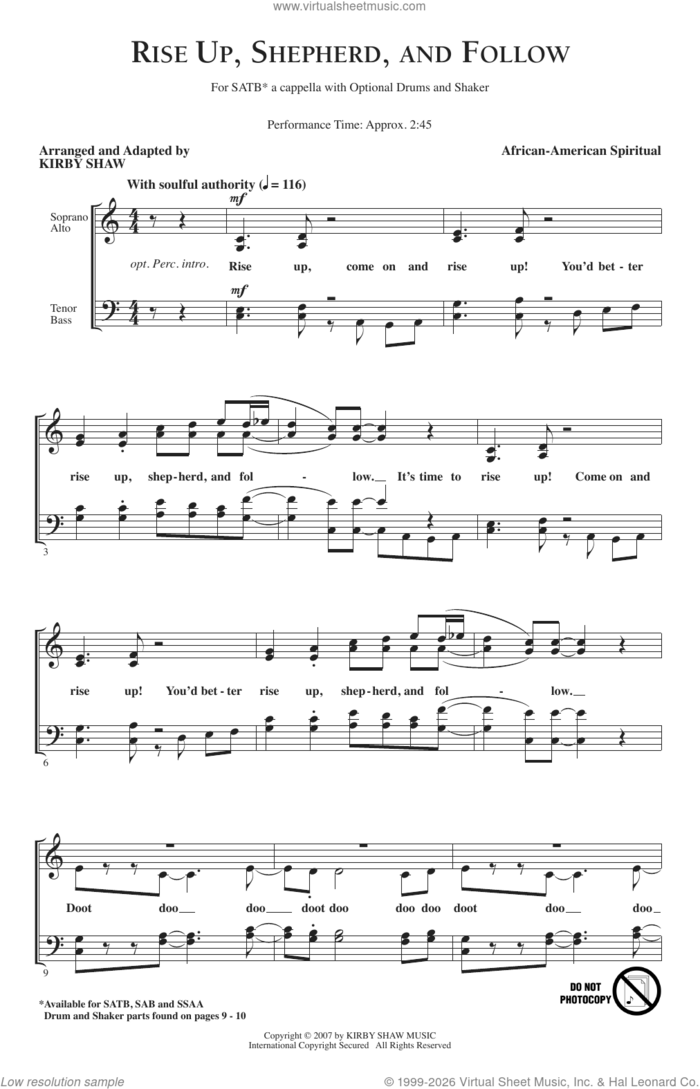 Rise Up, Shepherd, And Follow sheet music for choir (SATB: soprano, alto, tenor, bass) by Kirby Shaw and Miscellaneous, intermediate skill level