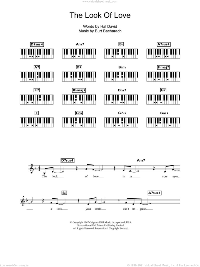 The Look Of Love sheet music for piano solo (chords, lyrics, melody) by Bacharach & David, Diana Krall, Burt Bacharach and Hal David, intermediate piano (chords, lyrics, melody)