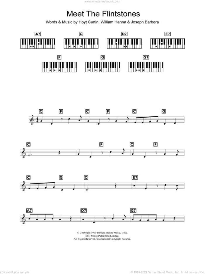 (Meet) The Flintstones sheet music for piano solo (chords, lyrics, melody) by Hoyt Curtin, Joseph Barbera and William Hanna, intermediate piano (chords, lyrics, melody)