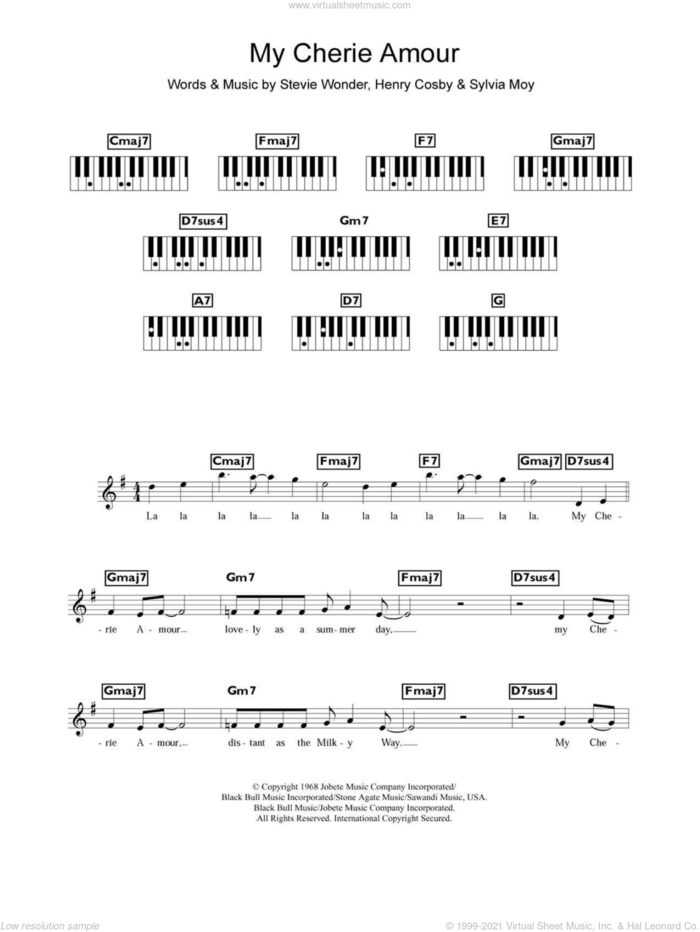 My Cherie Amour sheet music for piano solo (chords, lyrics, melody) by Stevie Wonder, Henry Cosby and Sylvia Moy, intermediate piano (chords, lyrics, melody)