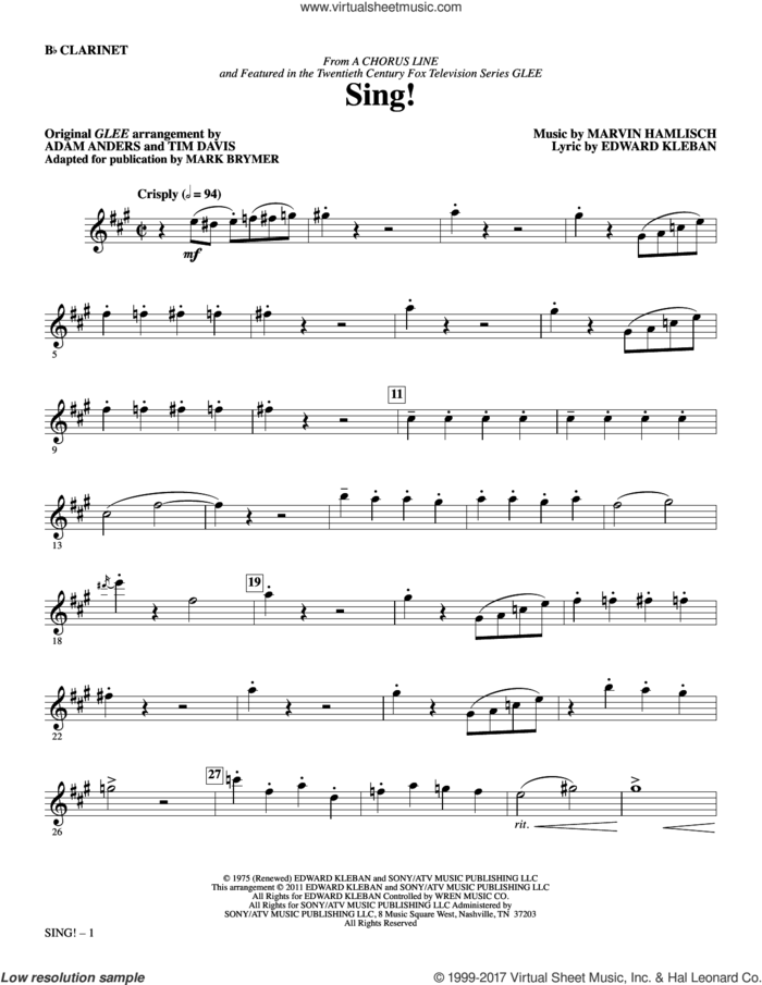 Sing! (complete set of parts) sheet music for orchestra/band by Mark Brymer, Adam Anders, Edward Kleban, Glee Cast, Marvin Hamlisch, Miscellaneous and Tim Davis, intermediate skill level