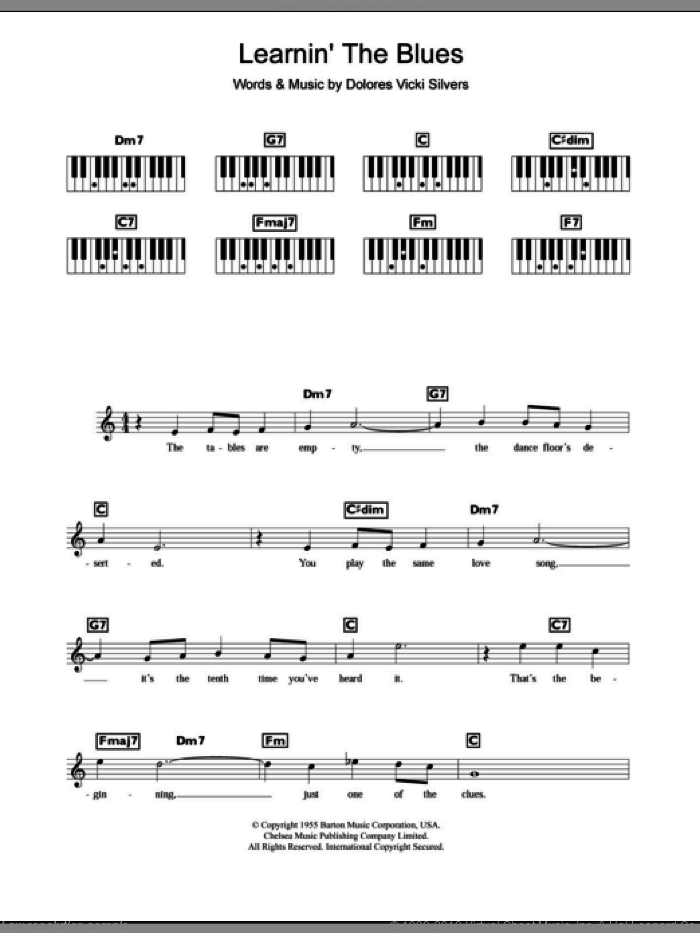 Learnin' The Blues sheet music for piano solo (chords, lyrics, melody) by Katie Melua and Dolores Vicki Silvers, intermediate piano (chords, lyrics, melody)
