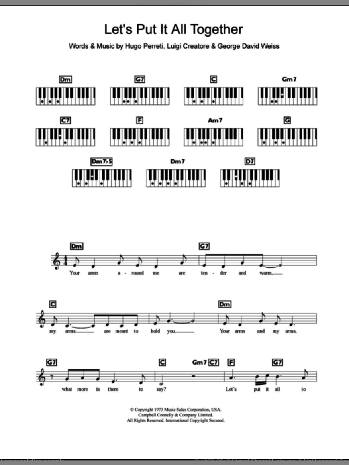 Let's Put It All Together sheet music for piano solo (chords, lyrics, melody) by The Stylistics, George David Weiss, Hugo Perreti and Luigi Creatore, intermediate piano (chords, lyrics, melody)