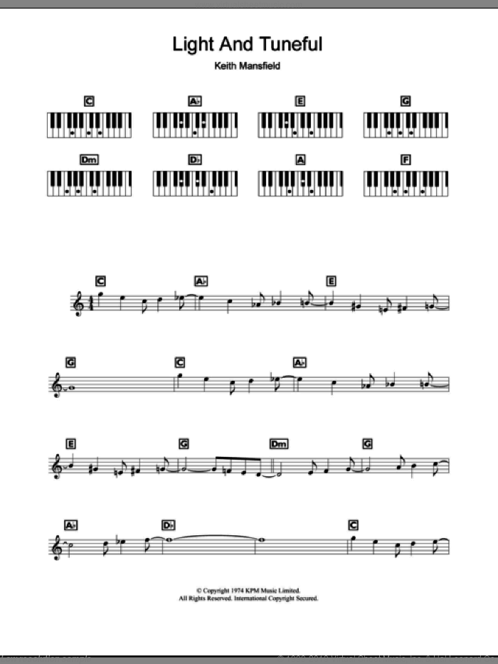 Light And Tuneful (Wimbledon Opening Theme) sheet music for piano solo (chords, lyrics, melody) by Keith Mansfield, intermediate piano (chords, lyrics, melody)