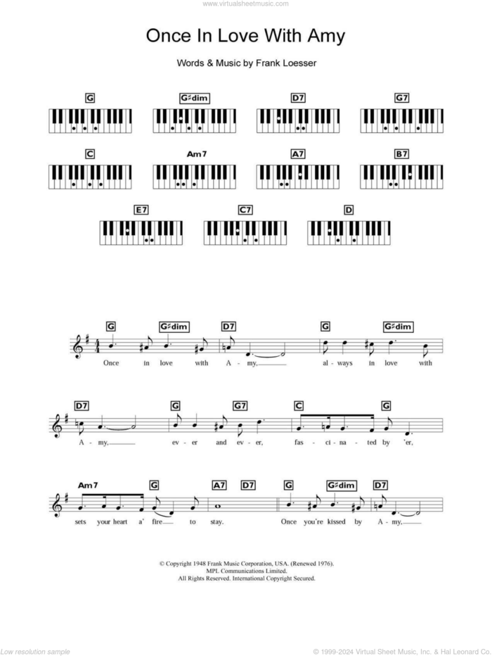 Once In Love With Amy sheet music for piano solo (chords, lyrics, melody) by Frank Loesser, intermediate piano (chords, lyrics, melody)