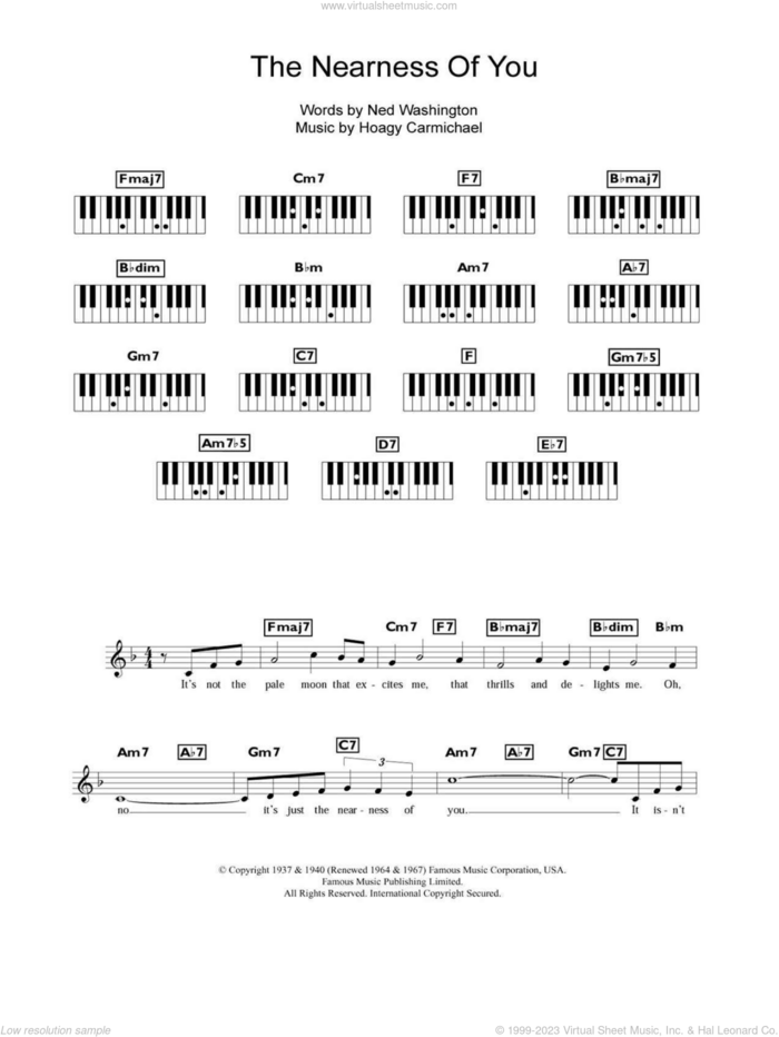 The Nearness Of You sheet music for piano solo (chords, lyrics, melody) by Norah Jones, Rod Stewart, Hoagy Carmichael and Ned Washington, intermediate piano (chords, lyrics, melody)