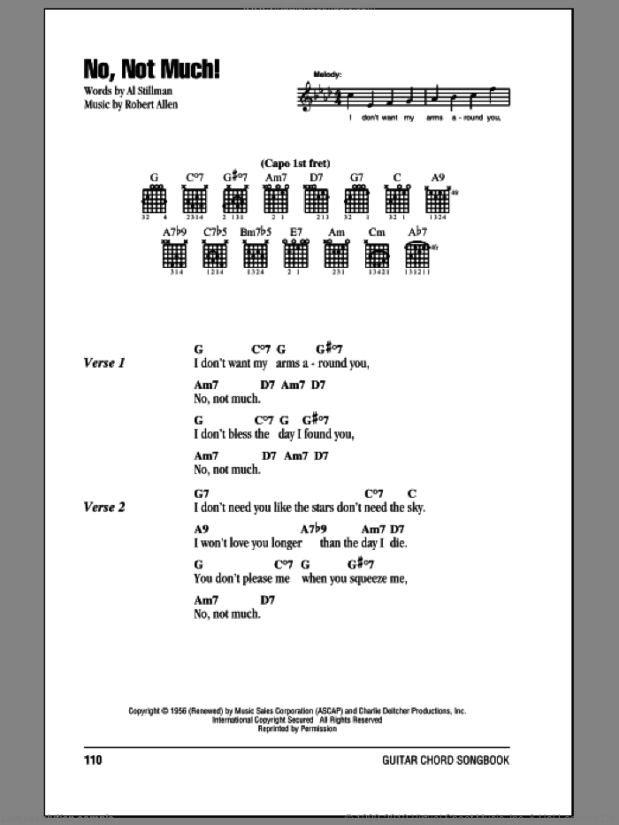 No, Not Much! sheet music for guitar (chords) by The Four Lads, Al Stillman and Robert Allen, intermediate skill level