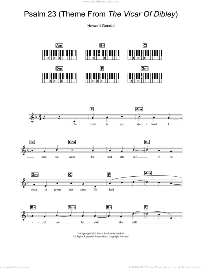 Psalm 23 (Theme From The Vicar Of Dibley) sheet music for piano solo (chords, lyrics, melody) by Howard Goodall, intermediate piano (chords, lyrics, melody)
