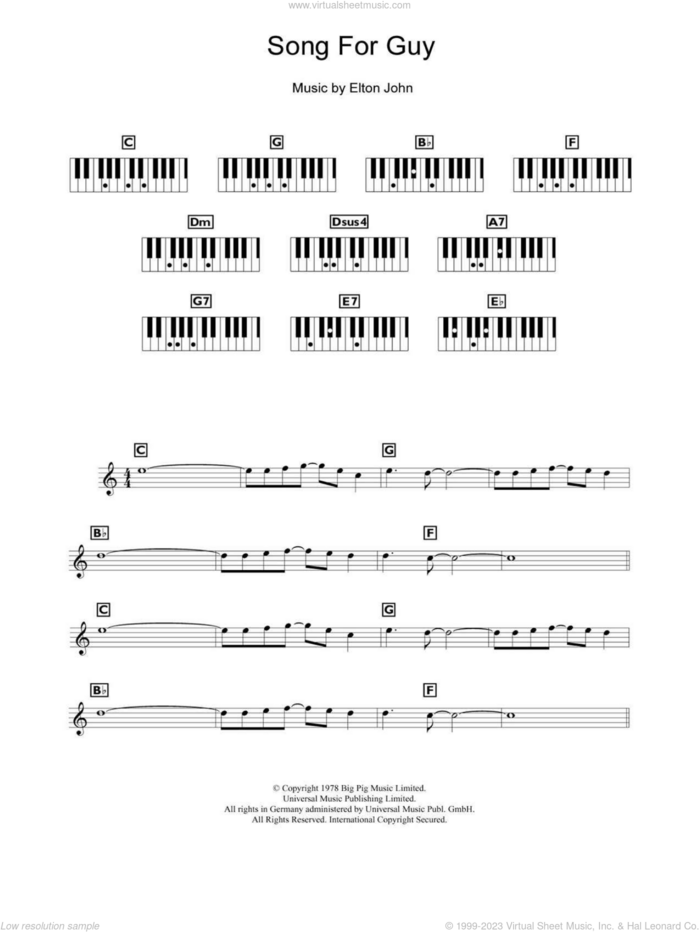 Song For Guy sheet music for piano solo (chords, lyrics, melody) by Elton John, intermediate piano (chords, lyrics, melody)