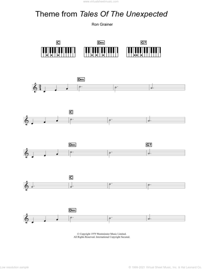 Theme from Tales Of The Unexpected sheet music for piano solo (chords, lyrics, melody) by Ron Grainer, intermediate piano (chords, lyrics, melody)