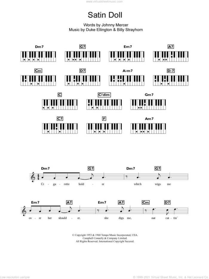 Satin Doll sheet music for piano solo (chords, lyrics, melody) by Duke Ellington, Nina Simone, Billy Strayhorn and Johnny Mercer, intermediate piano (chords, lyrics, melody)